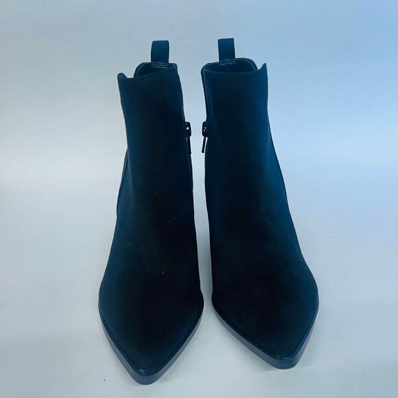 Nine West Black Suede Heeled Ankle Boots Zip Up Womens Shoes Size 5.5M - Picture 2 of 8